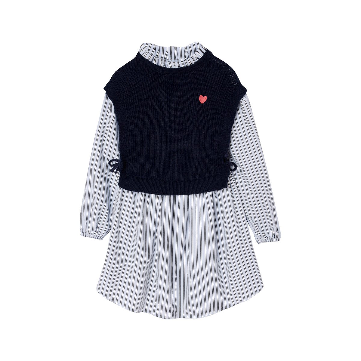 Robe-chemise effet 2 en 1 marine, VERTBAUDET