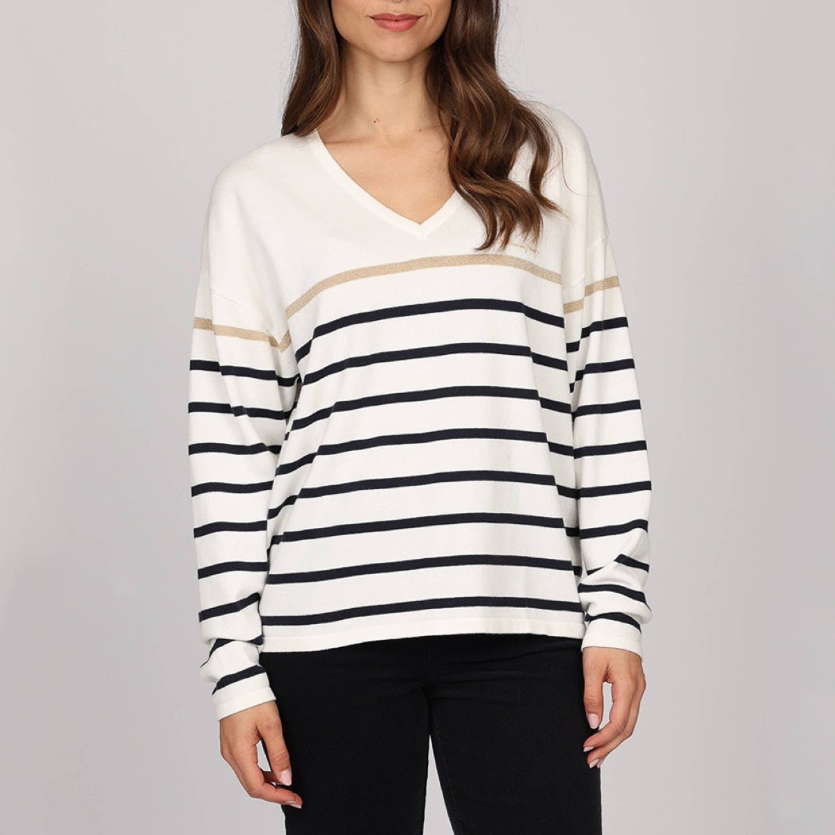 Pull esprit marinière blanc, MISE AU GREEN