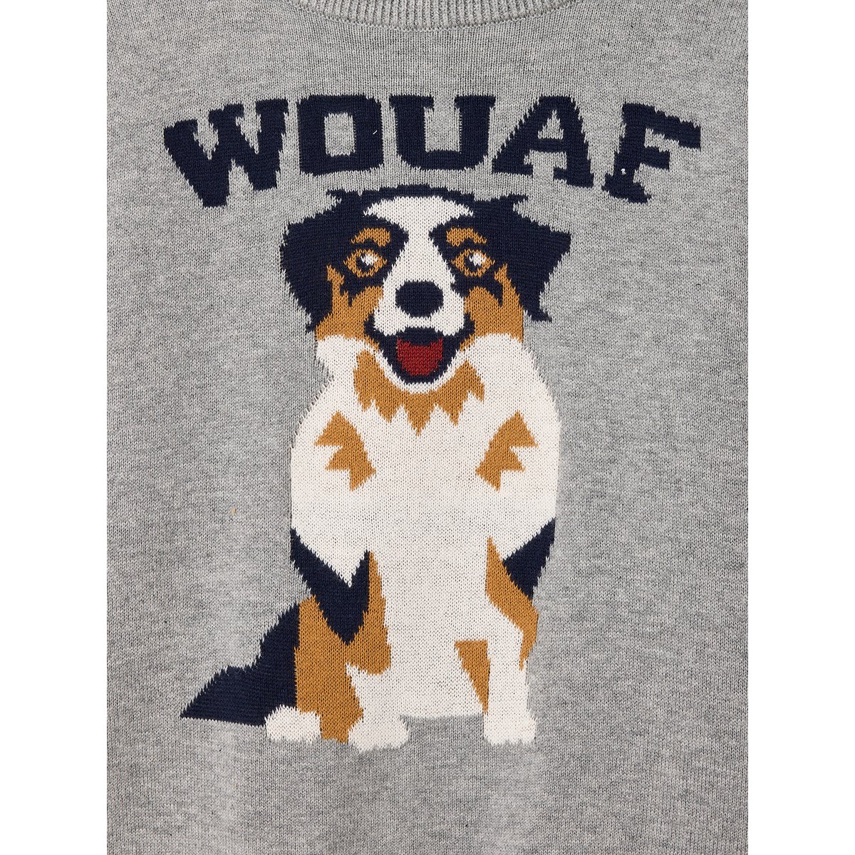 Pull Col Rond Chien gris chiné, VERTBAUDET