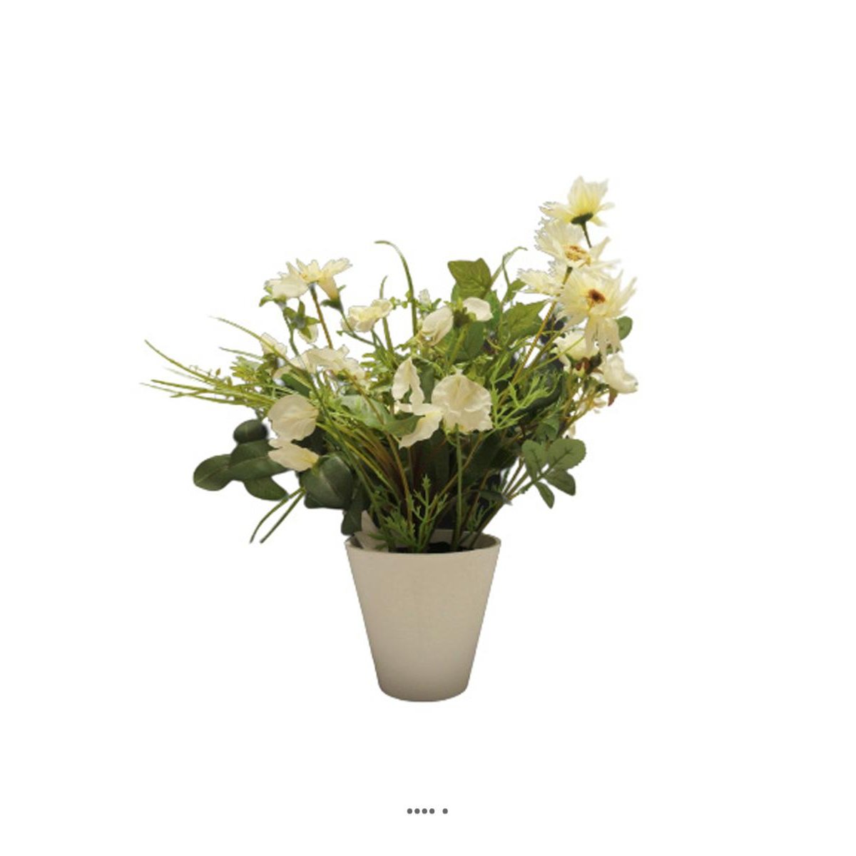 Bouquet de fleurs artificielles en pot H 38 crème, ARTIFICIELLES