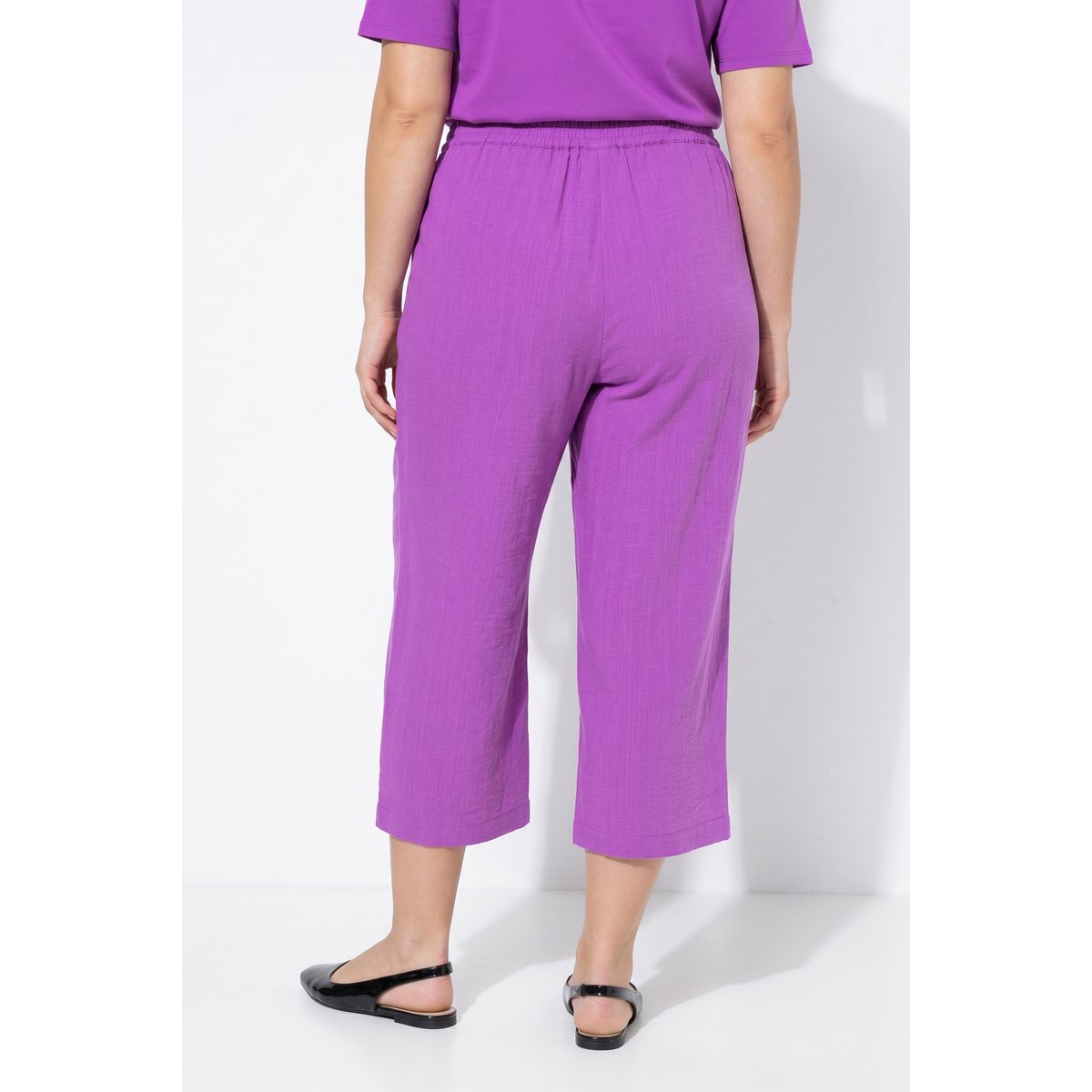 Jupe-culotte à taille élastique. Jambe large violet, ULLA POPKEN