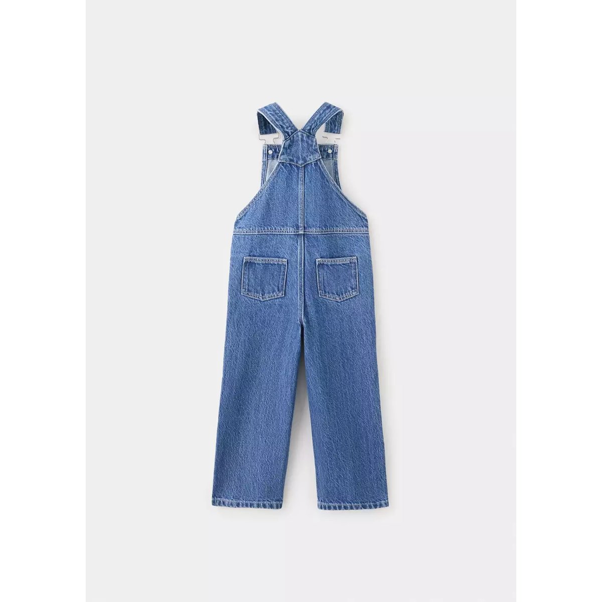 Salopette en jean à coutures visibles bleu moyen, MANGO BABY
