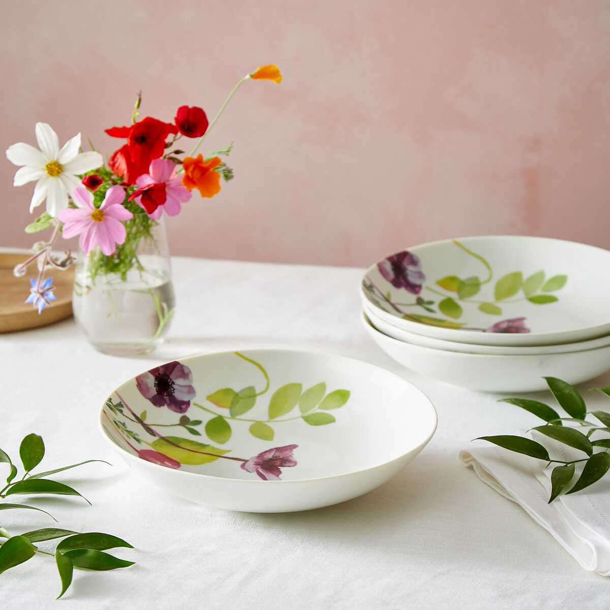 Set of 4 Water Garden Pasta Bowls multi-coloured, PORTMEIRION