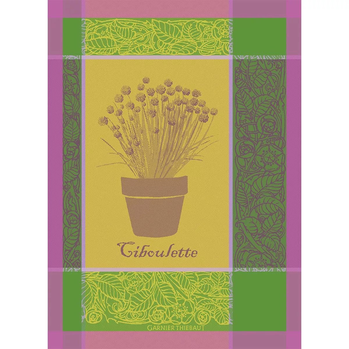 Torchon pur coton CIBOULETTE menthol, GARNIER THIEBAUT