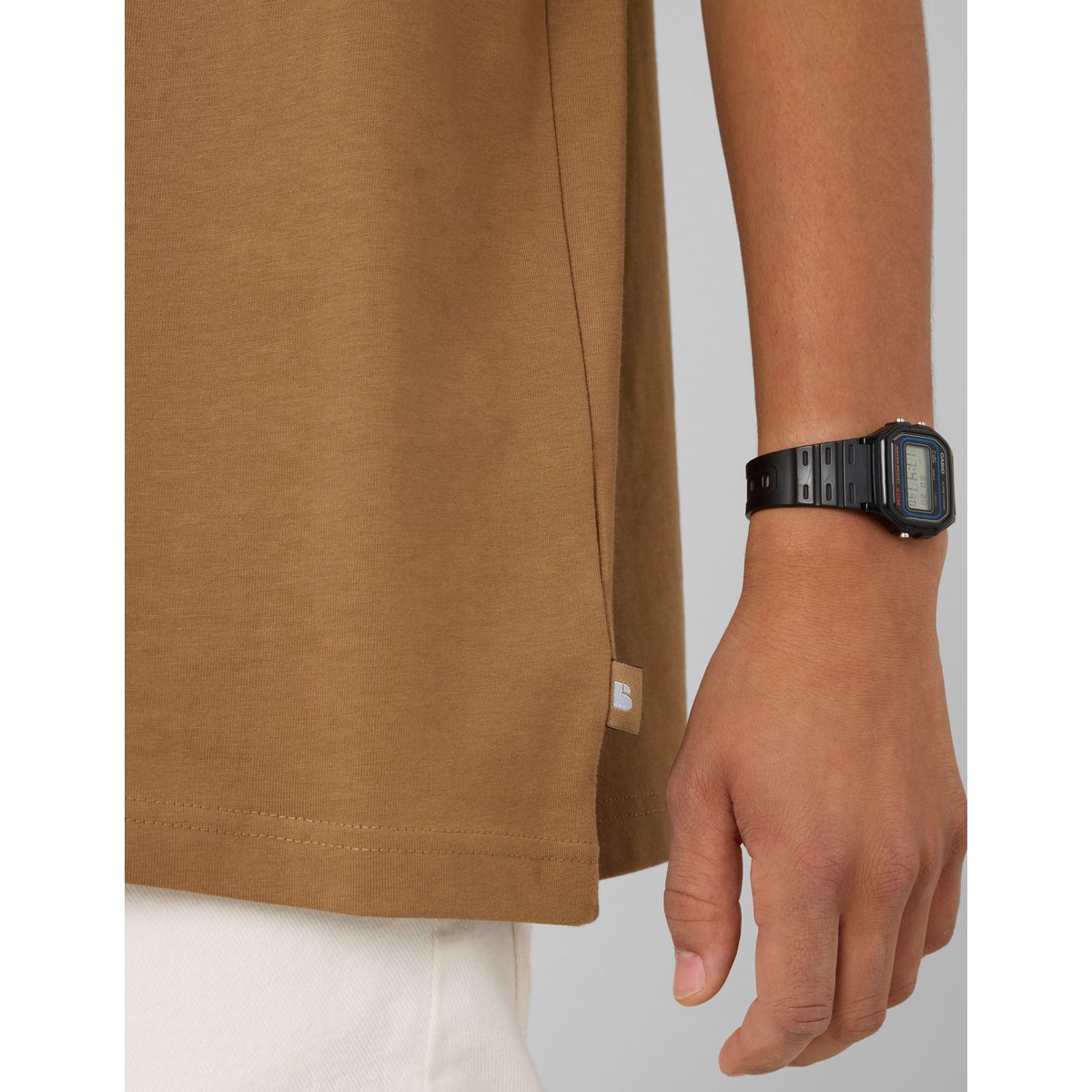T-shirt imprimé et brodé camel, BZB