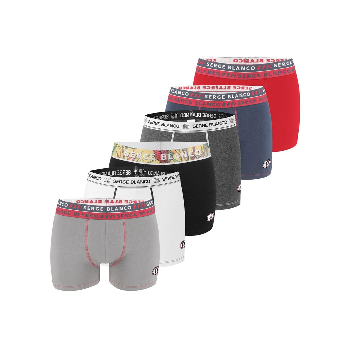 Lot De 6 Boxers Suprise Coton noir/gris/bleu, SERGE BLANCO
