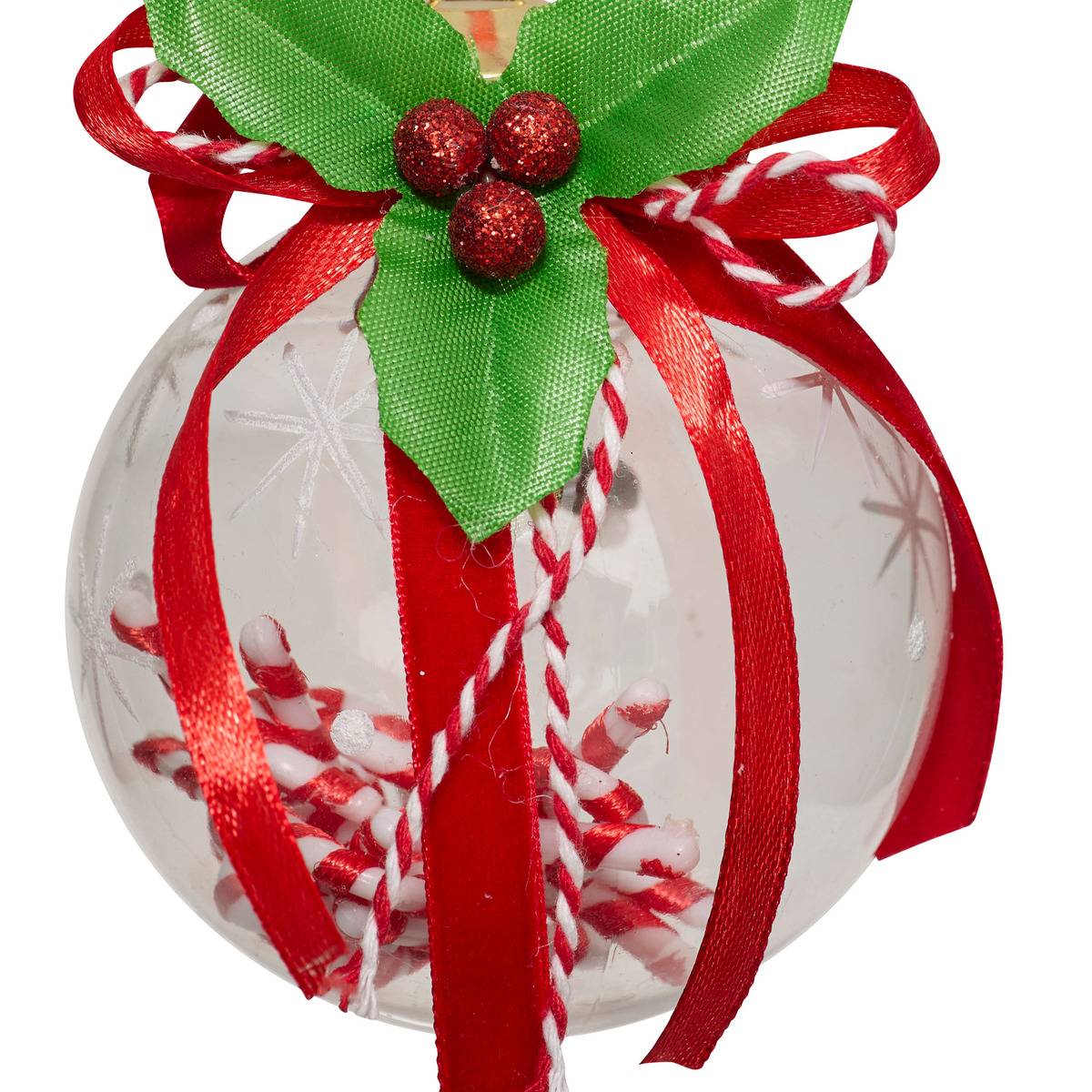 Boule intérieur sucre d'orge D.8 cm rouge, FEERIC LIGHTS & CHRISTMAS