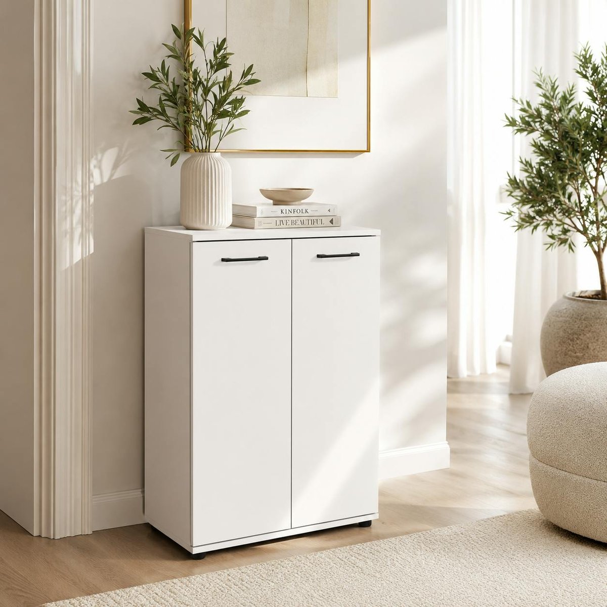 Meuble de rangement blanc 2 portes ALVA blanc, PIER IMPORT