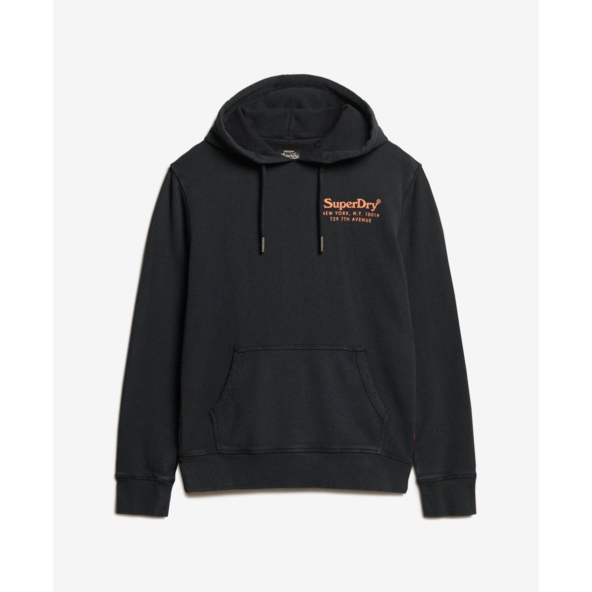 Sweat à capuche à logo ton sur ton Venue noir de jais, SUPERDRY