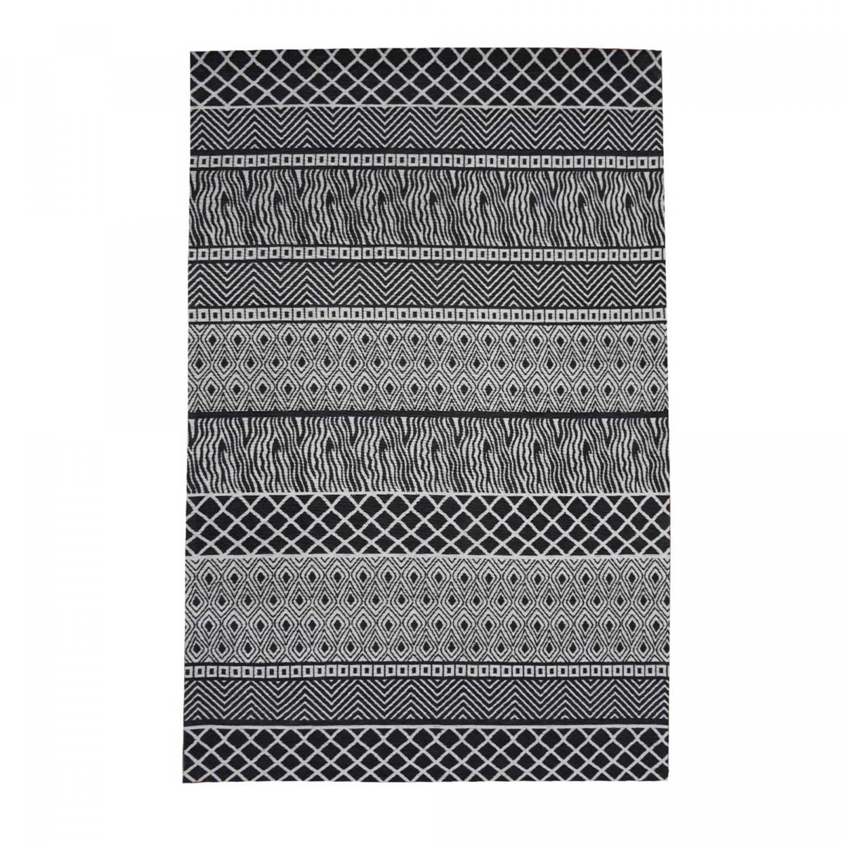Tapis salon et chambre fait à la main motif ethnique ZIGZOU gris, UN AMOUR DE TAPIS