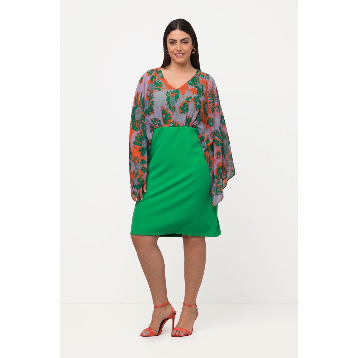 Robe midi avec buste en mousseline vert, ULLA POPKEN