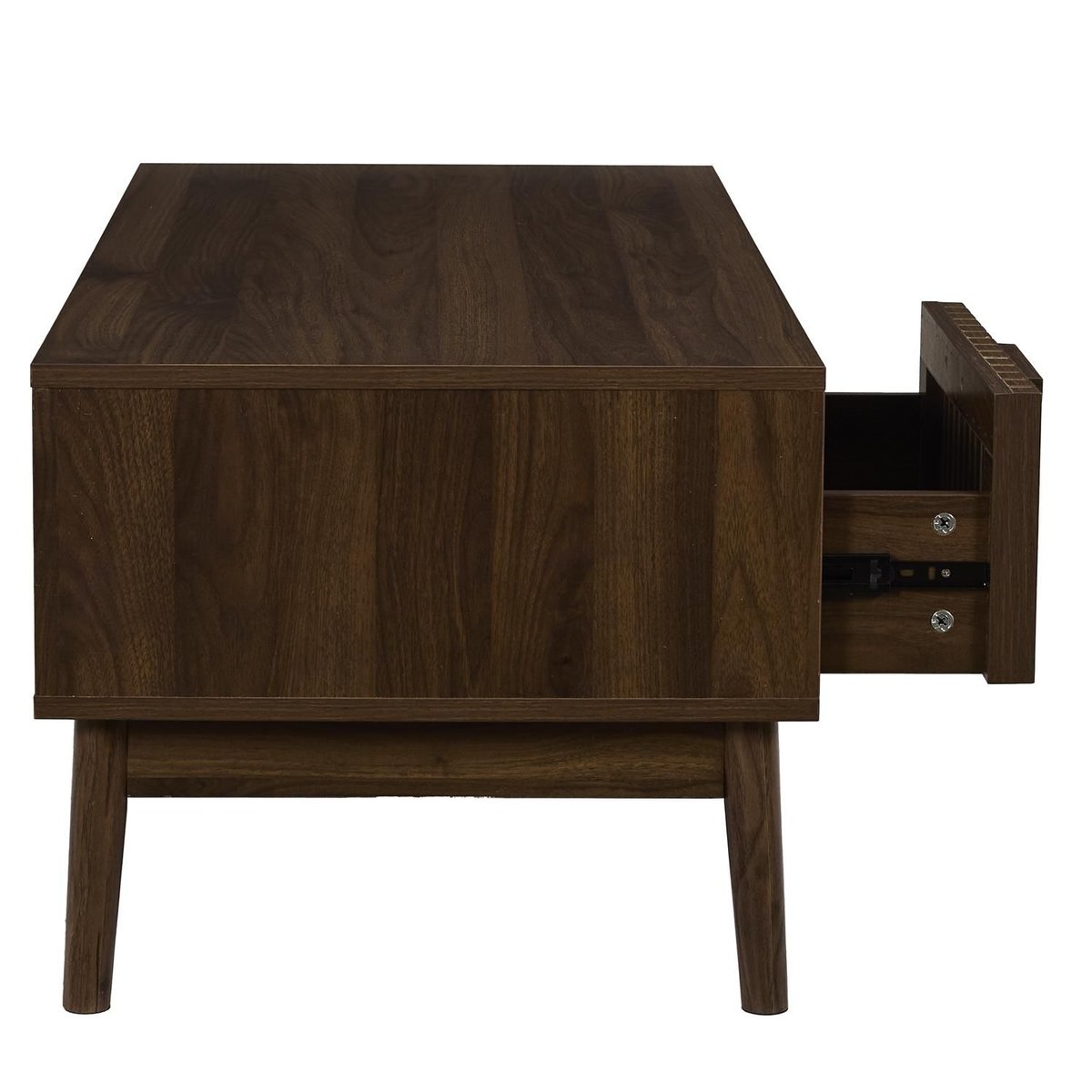 Table basse 1 tiroir et 1 niche effet bois foncé SAULK marron, THE HOME DECO FACTORY