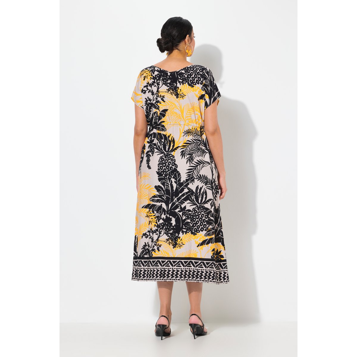 Robe maxi sans manches. Col en V et cordon gris beige, ULLA POPKEN