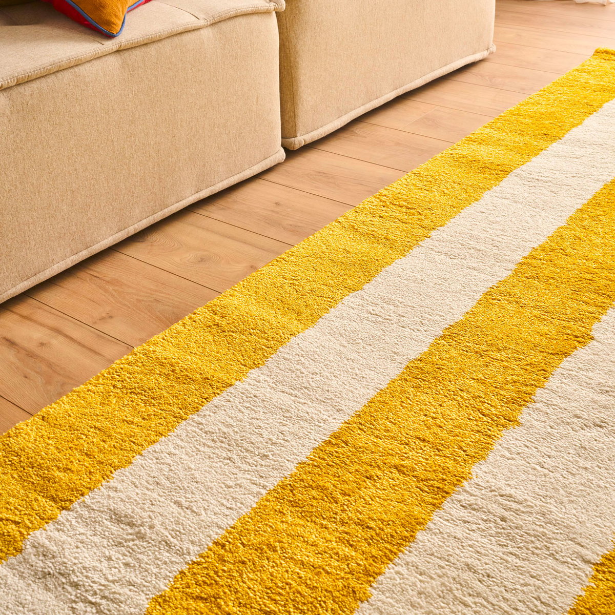 Tapis bicolore à rayures GROOVY jaune, NAZAR RUGS
