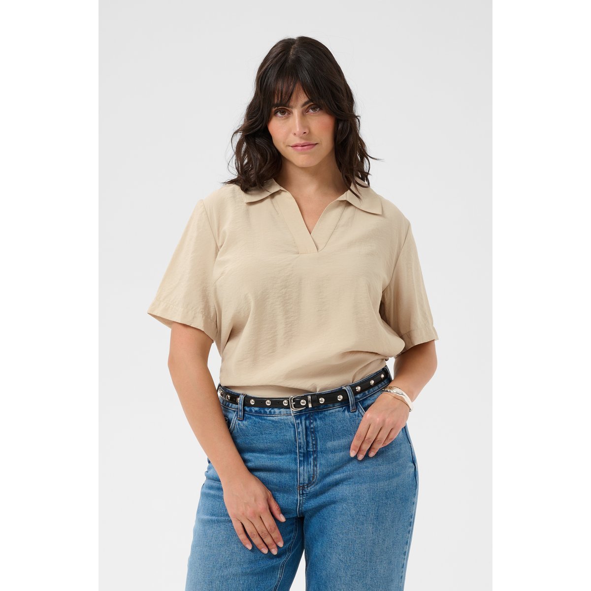 Blouse à manches courtes gris feather gray, KAFFE CURVE