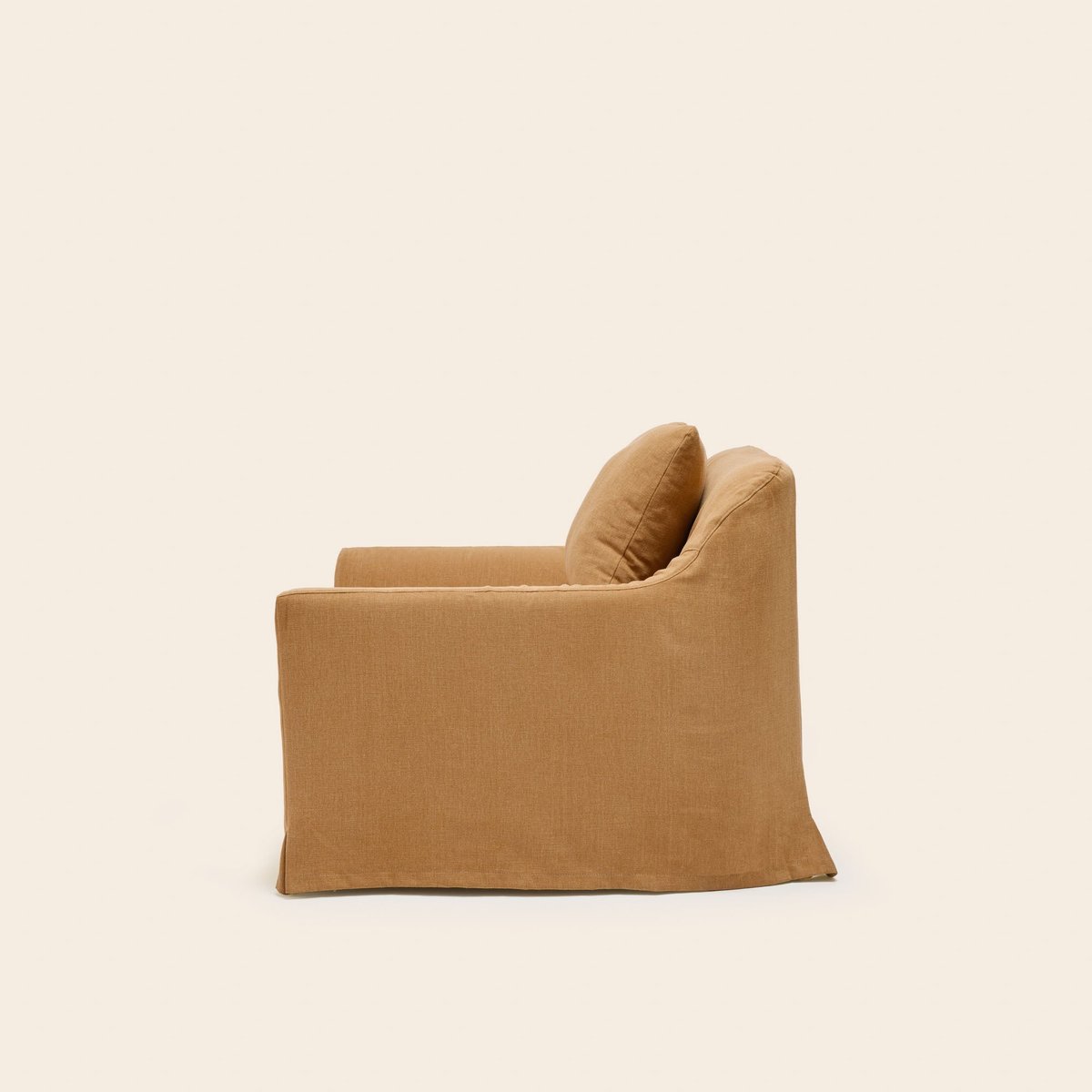 Fauteuil en tissu naturel CLARIBEL barbate caramel, MADURA
