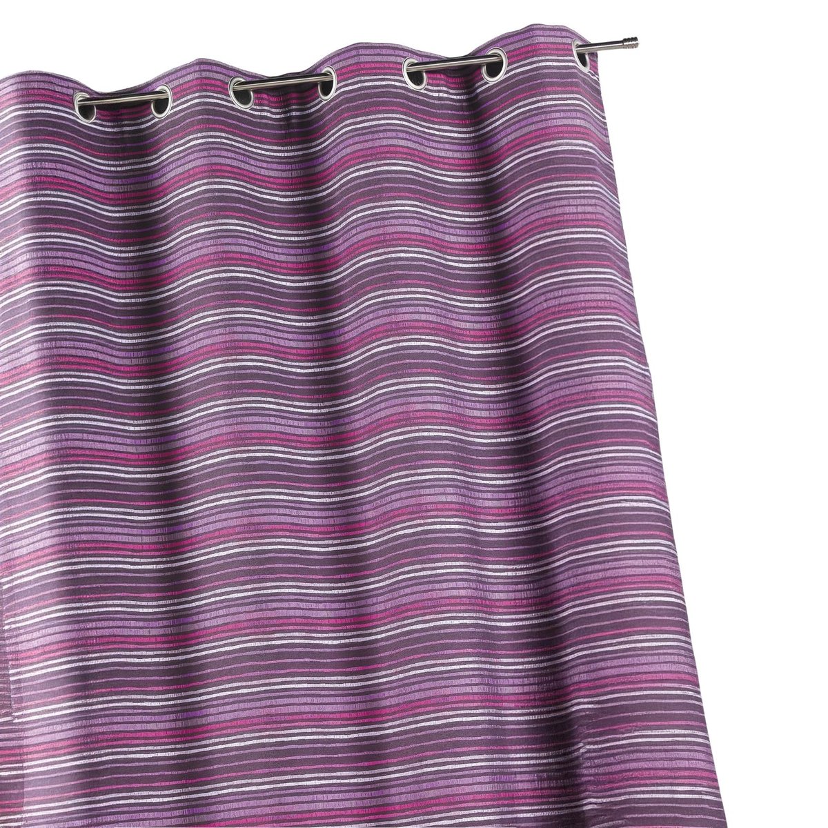 Rideau jacquard isolant à fines rayures prune, HOME MAISON