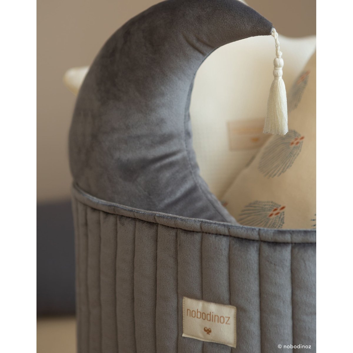 Sac à jouets Savanna ECO-VELOURS gris ardoise, NOBODINOZ