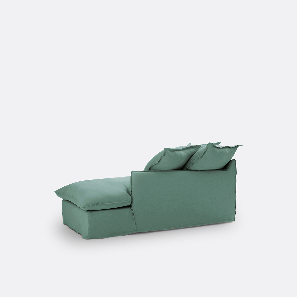Chaise longue, sfoderabile, in lino stropicciato, ODNA verde salvia, LA REDOUTE INTERIEURS