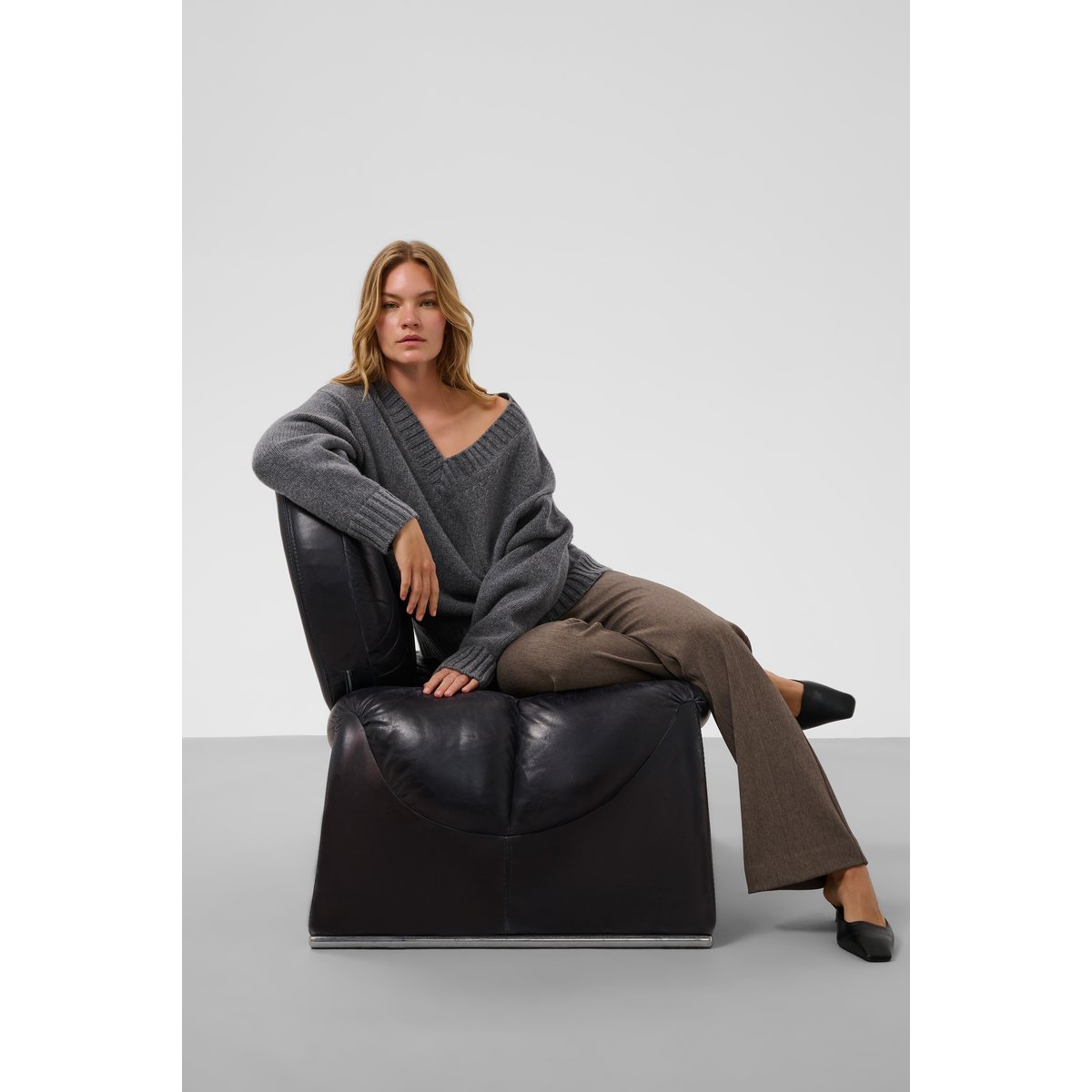 Pullover tricoté gris grey melange, SOAKED IN LUXURY