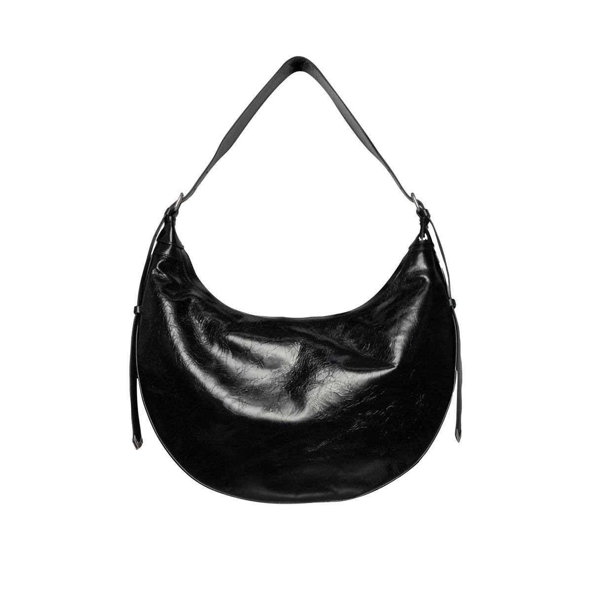 Sac à main demi-lune cuir glacé M ALLANE noir, IKKS