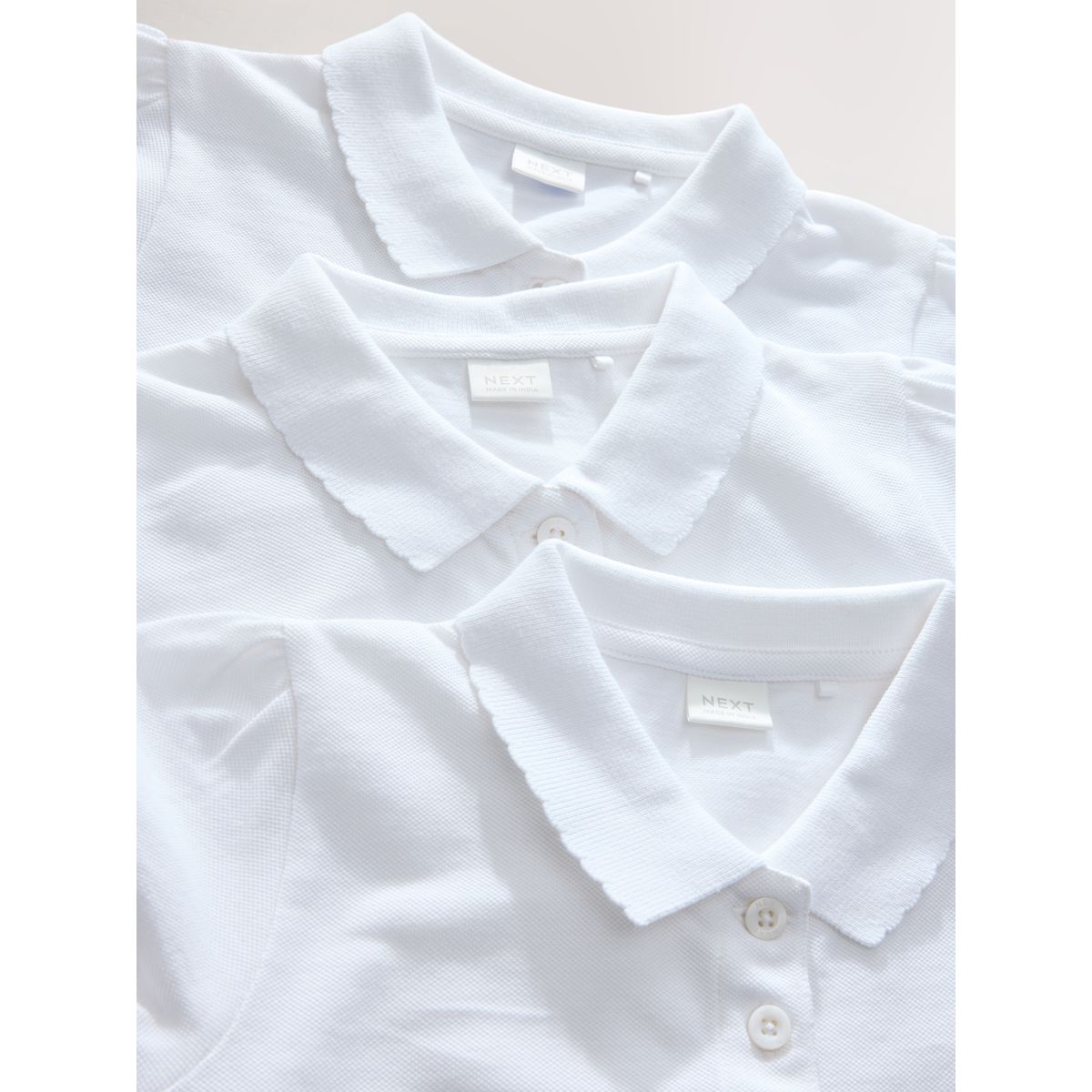 Polo en coton à manches courtes, lot de 3 blanc, NEXT