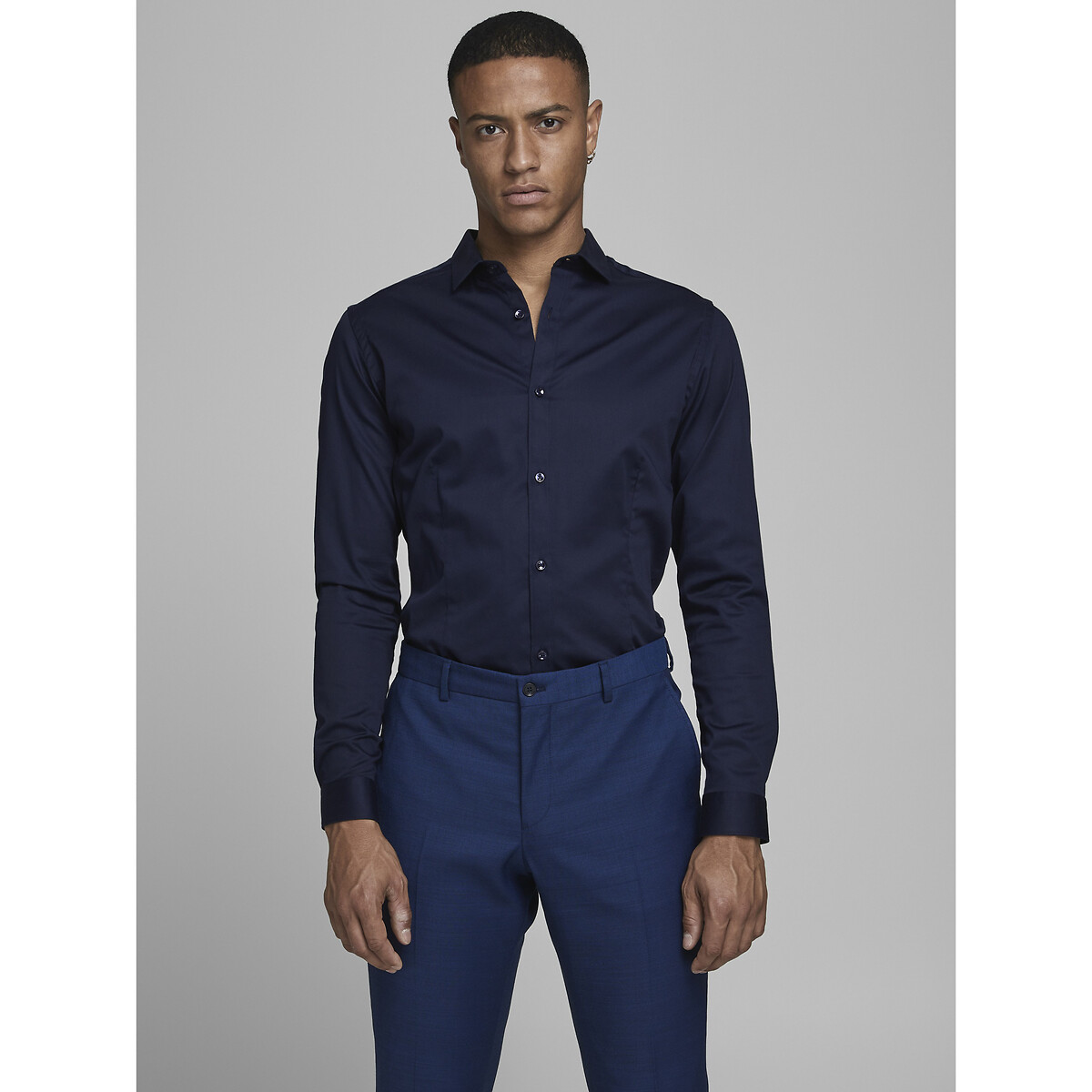 Chemise super slim bleu marine, JACK & JONES