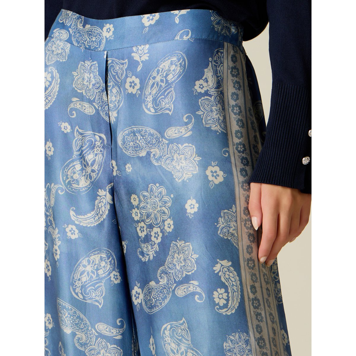Pantalon palazzo à motifs light - blue, OLTRE