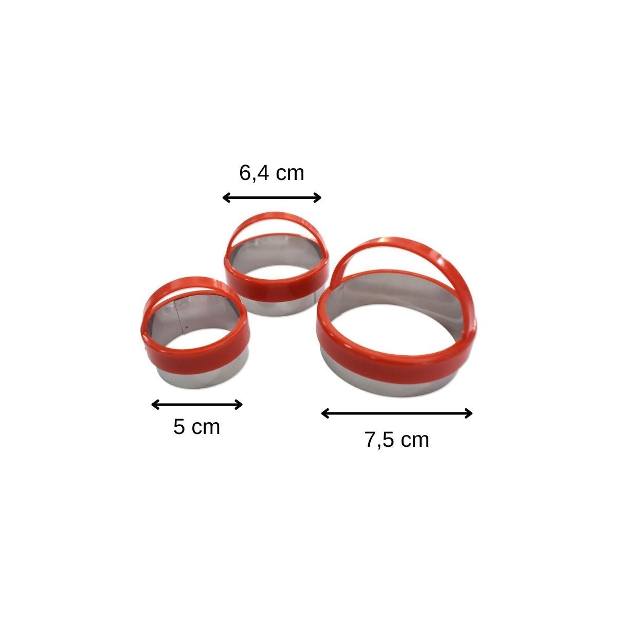 Lot de 3 emporte-pièces ronds avec poignée rouge,inox, ZENKER