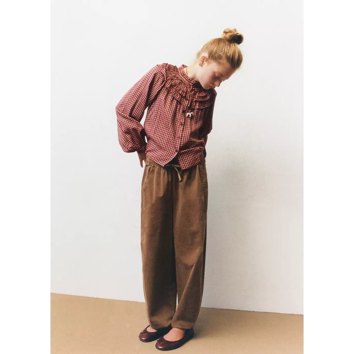 Pantalon bouffant en velours côtelé tabac, MANGO KIDS
