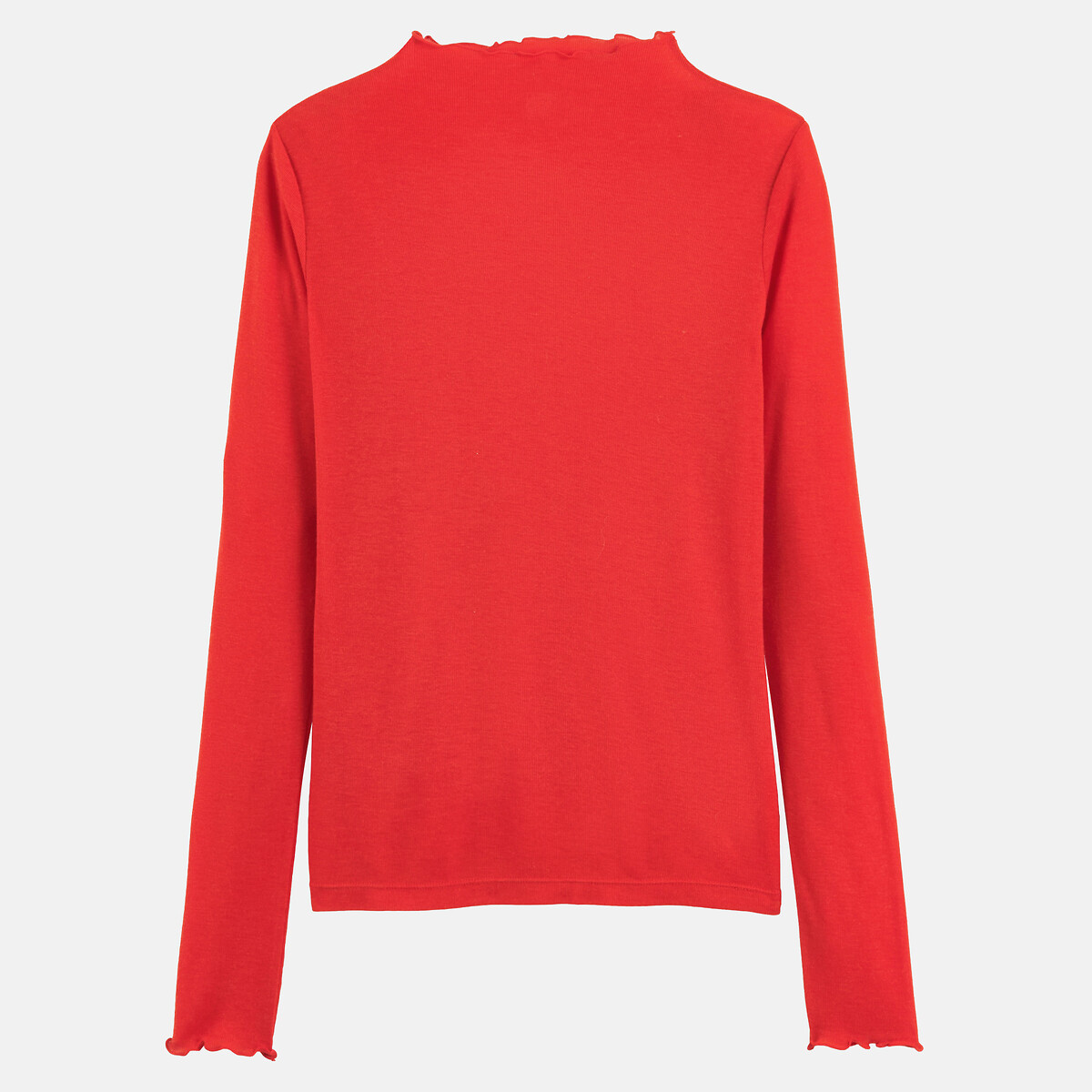T-shirt col montant manches longues en lyocell et laine rouge, LA REDOUTE COLLECTIONS