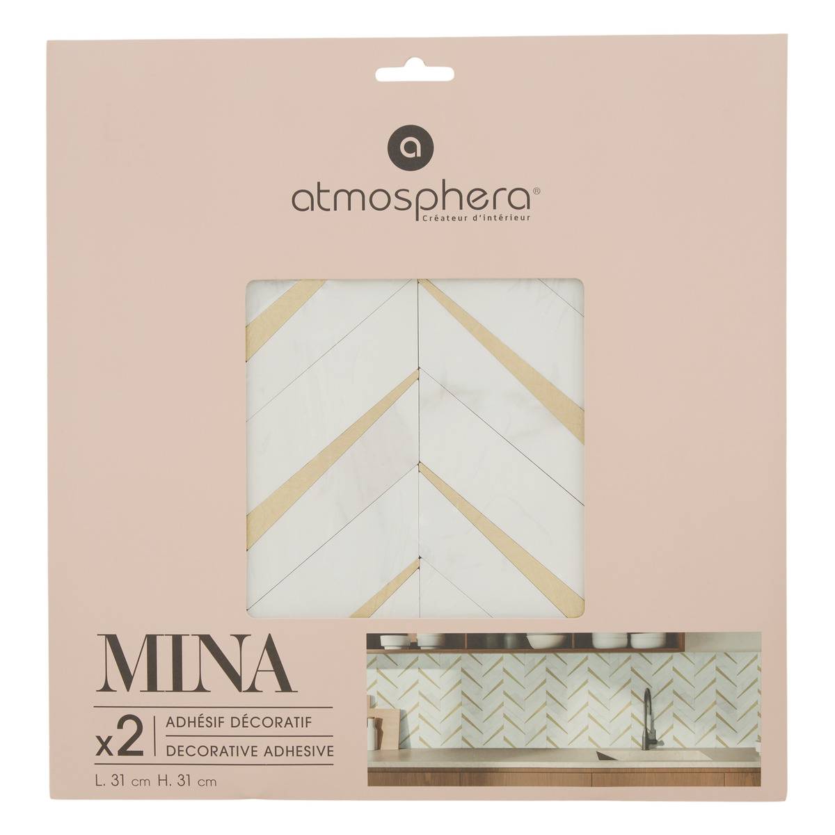 Lot de 2 stickers muraux MINA blanc, ATMOSPHERA