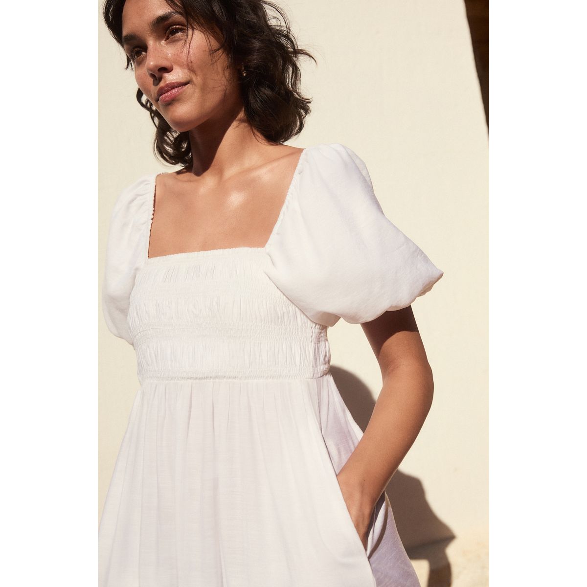 Robe midi à épaules dénudées blanc, NEXT