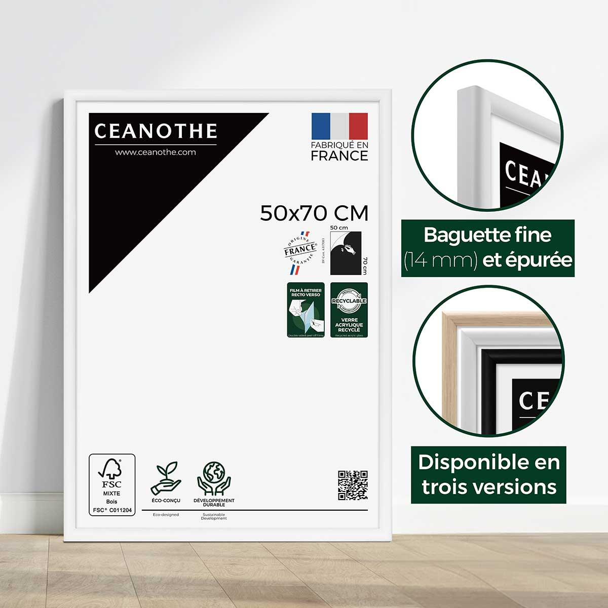 Cadre Photo Exposition En Bois Massif Fsc ESSENTIEL blanc, CEANOTHE