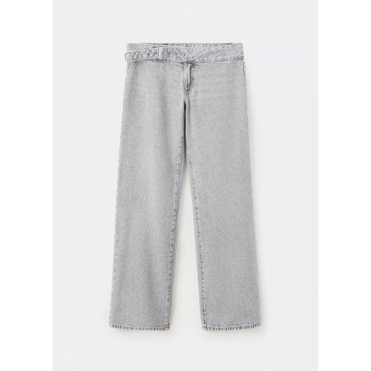 Jean taille basse avec détail de ceinture gris denim, MANGO TEEN