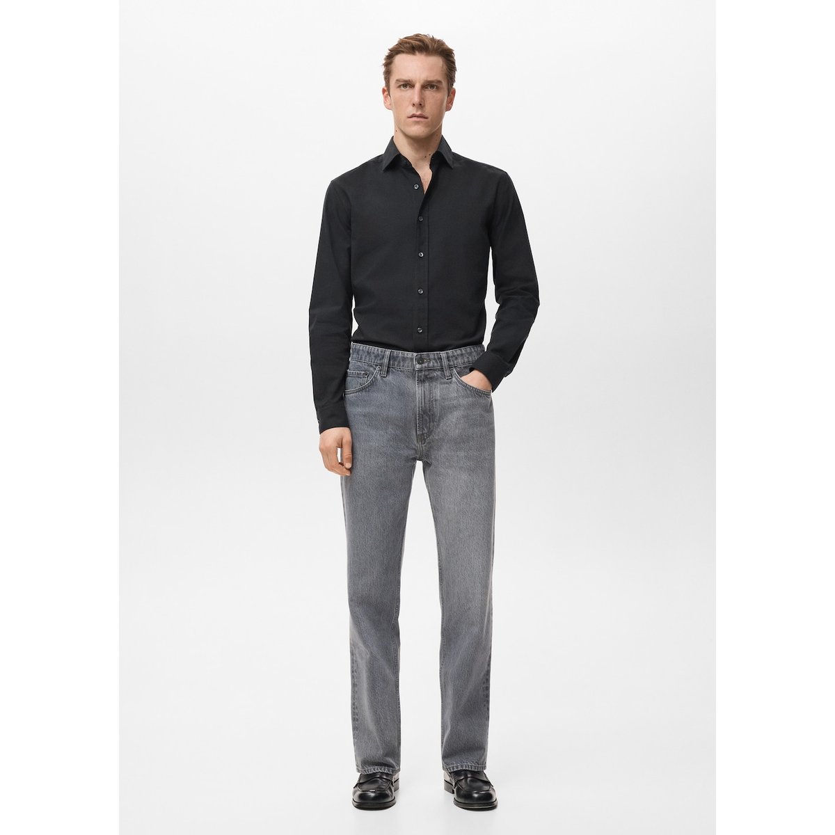 Chemise 100 % coton slim-fit noir, MANGO MAN