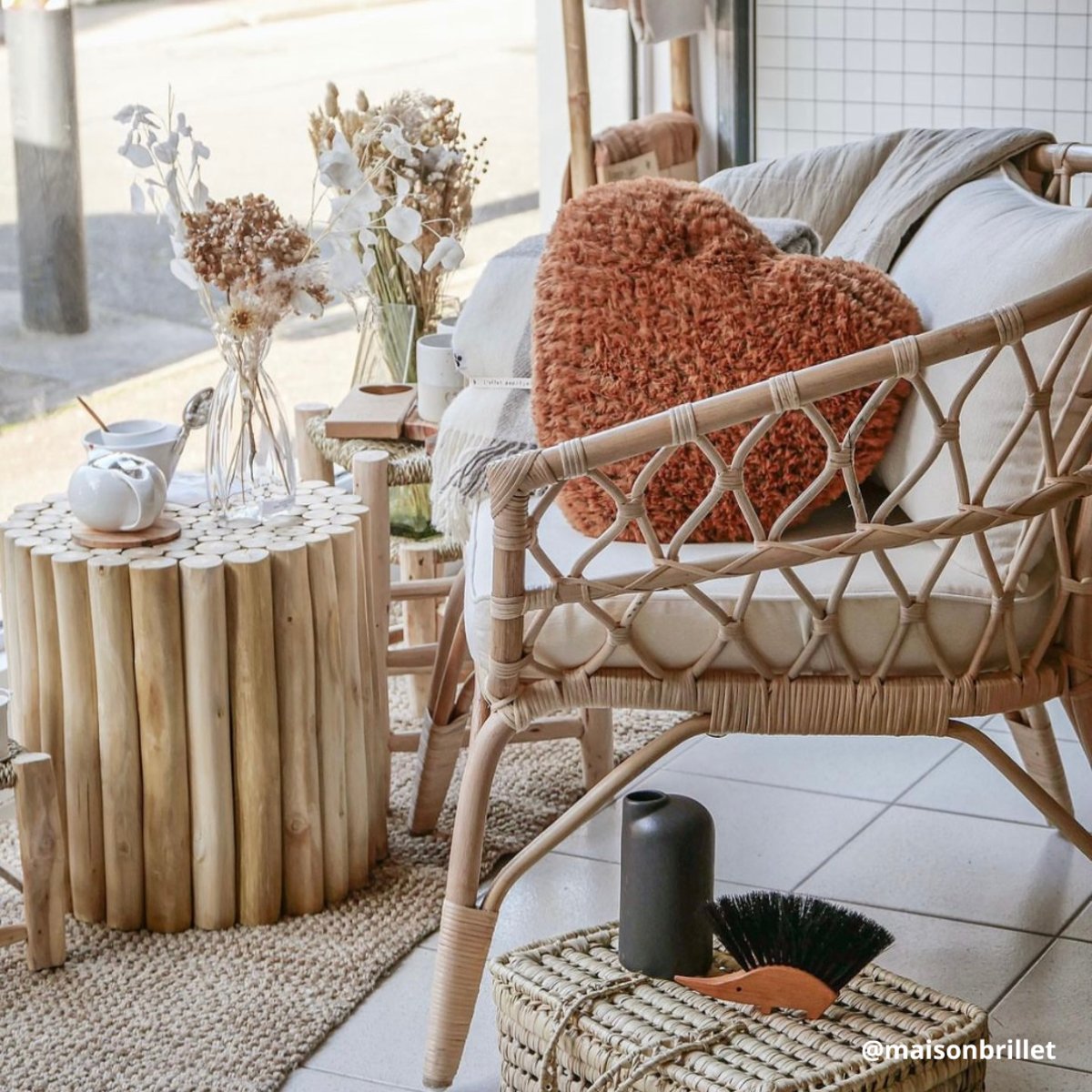 Fauteuil en rotin avec coussin LESKY naturel, HYDILE