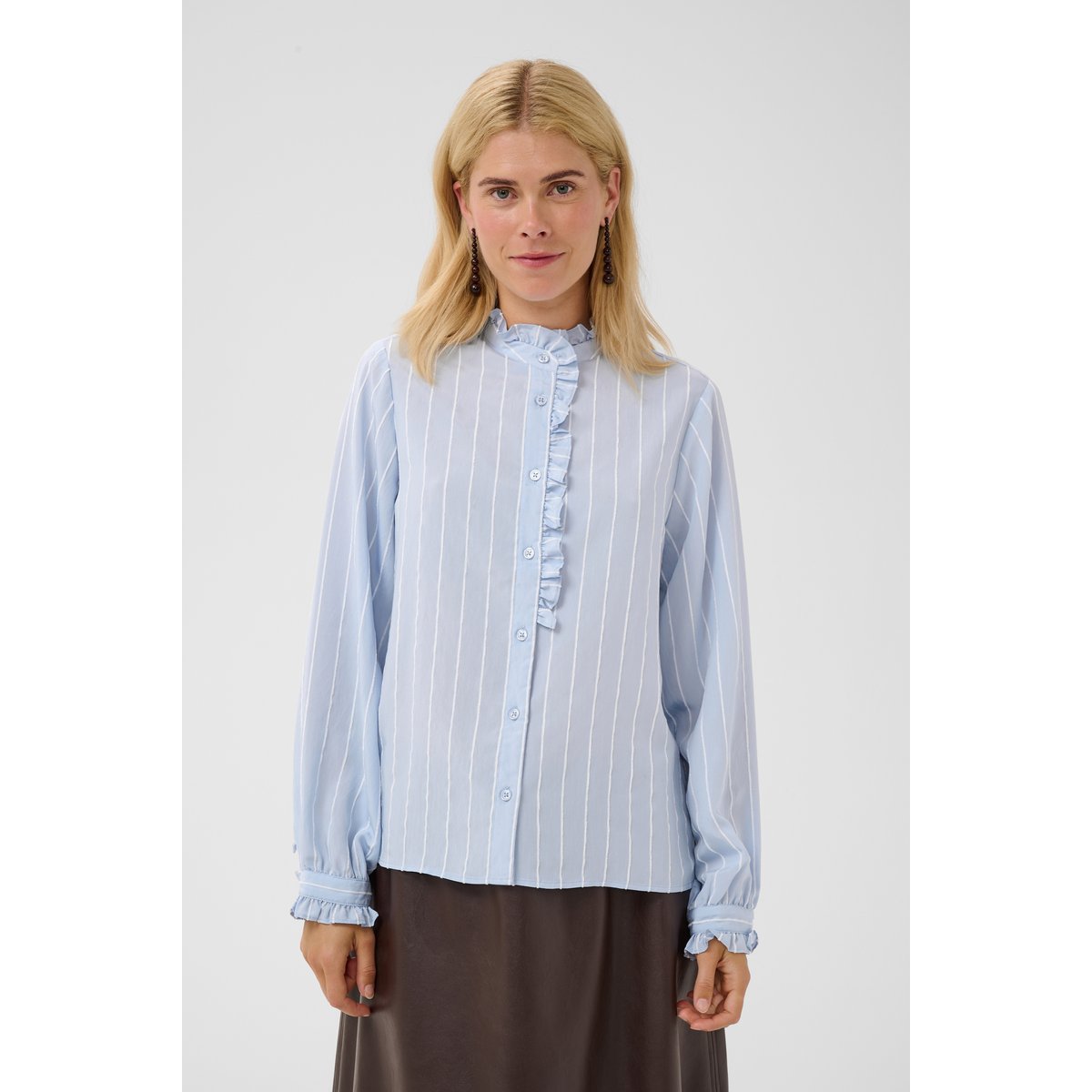 Chemise à manches longues bleu/blanc rayures, CULTURE