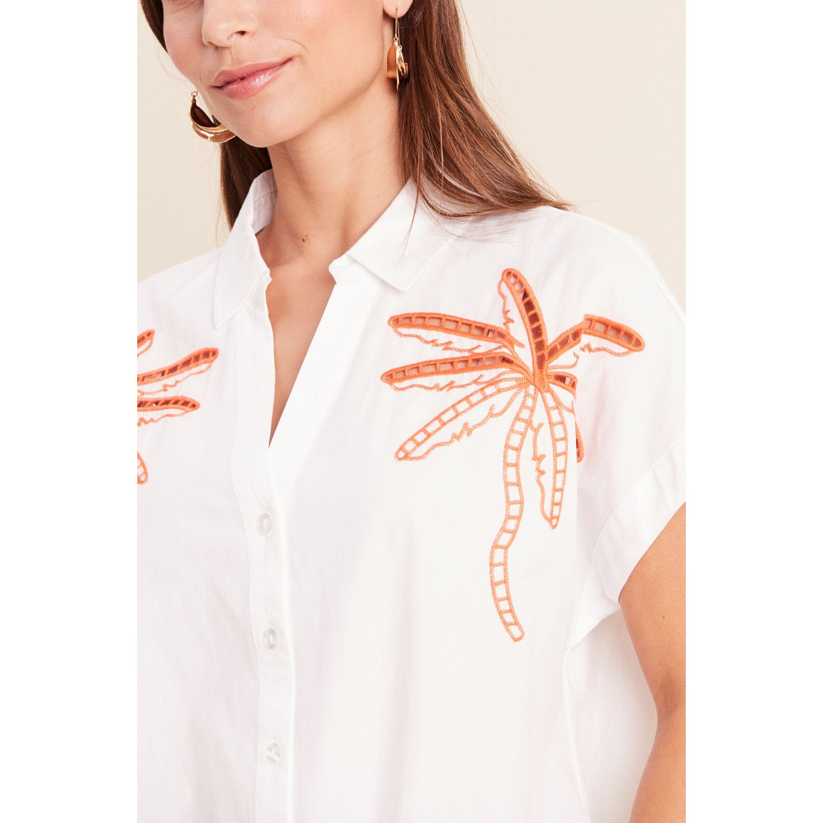 Chemise col chemise manches courtes blanc, BREAL