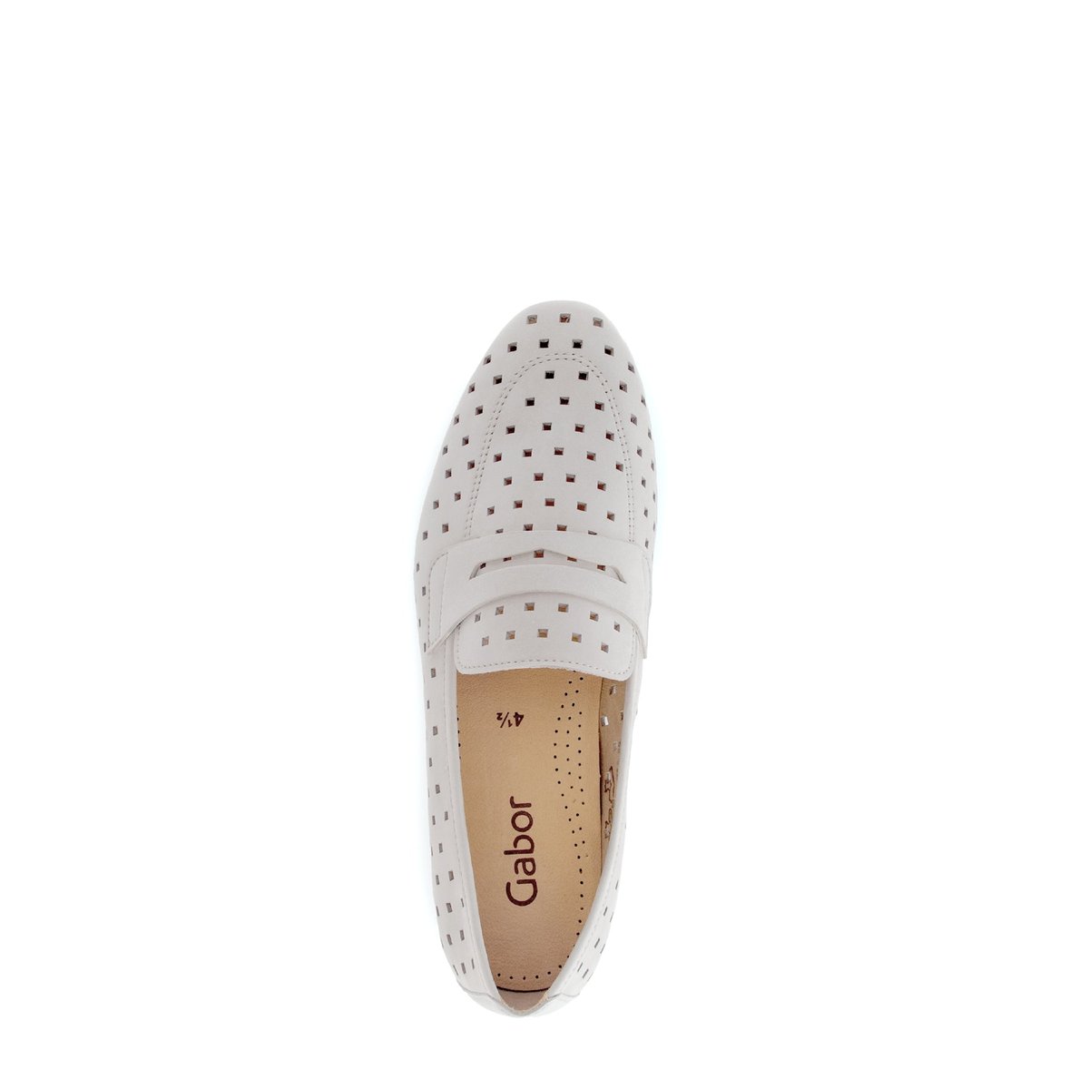 Mocassins en à talon décroché effet galvanisé beige, GABOR