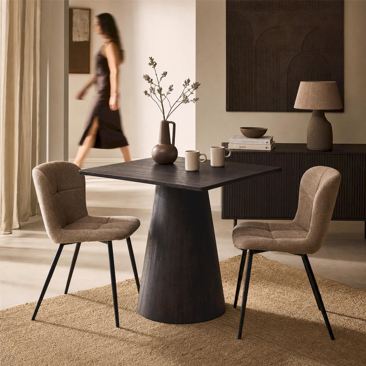 Table de repas carrée collection CALYONE mokka, RECOLLECTION