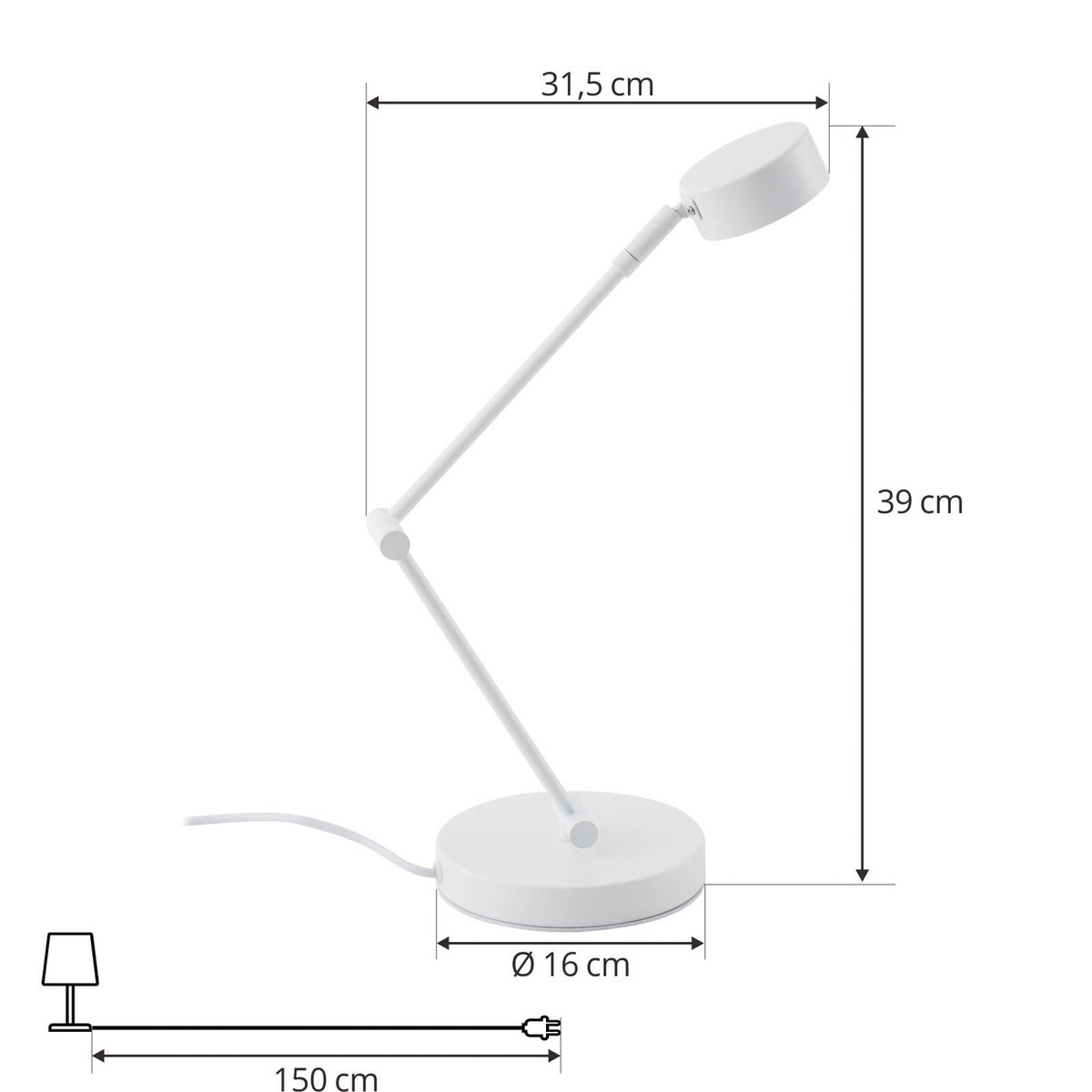 Lampe à poser en métal moderne, Jyla blanc mat, LINDBY