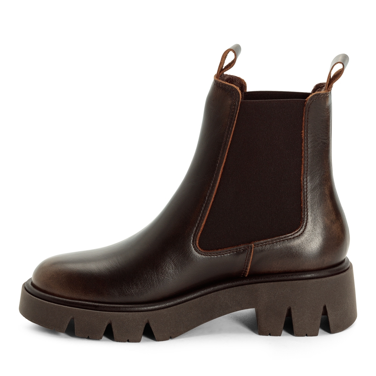 Bottine Chelsea en cuir marron boue, TAMARIS