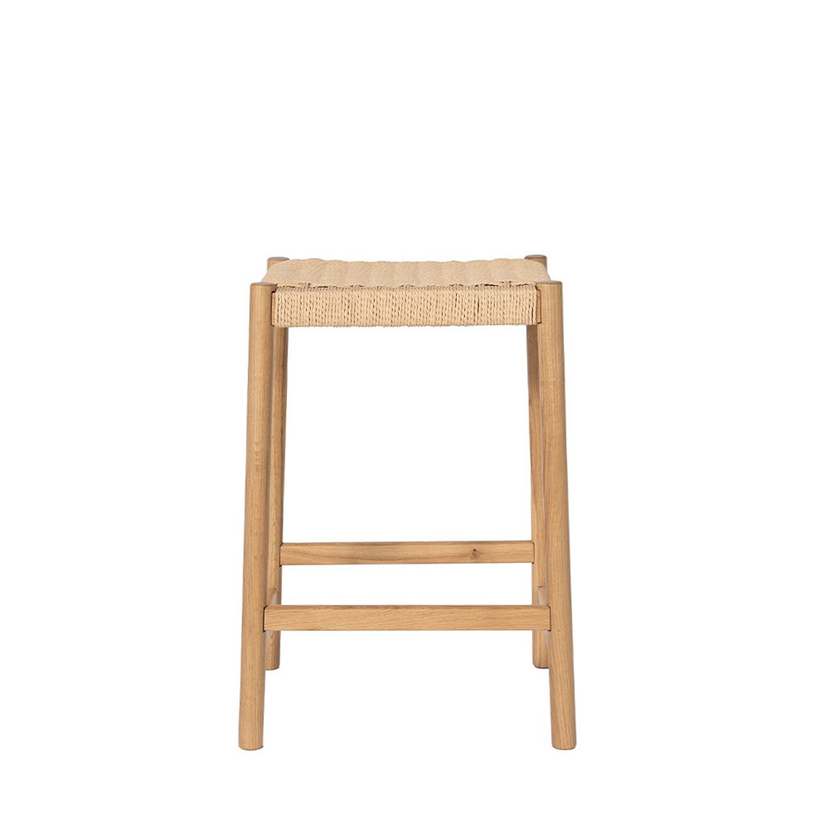 Tabouret de bar en corde tressée et bois H65cm- PAOLO bois clair, DRAWER