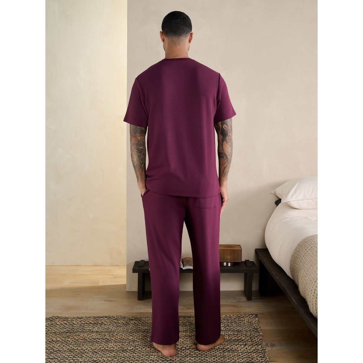 Pyjama manches courtes en modal tencel™ violet prune, NEXT