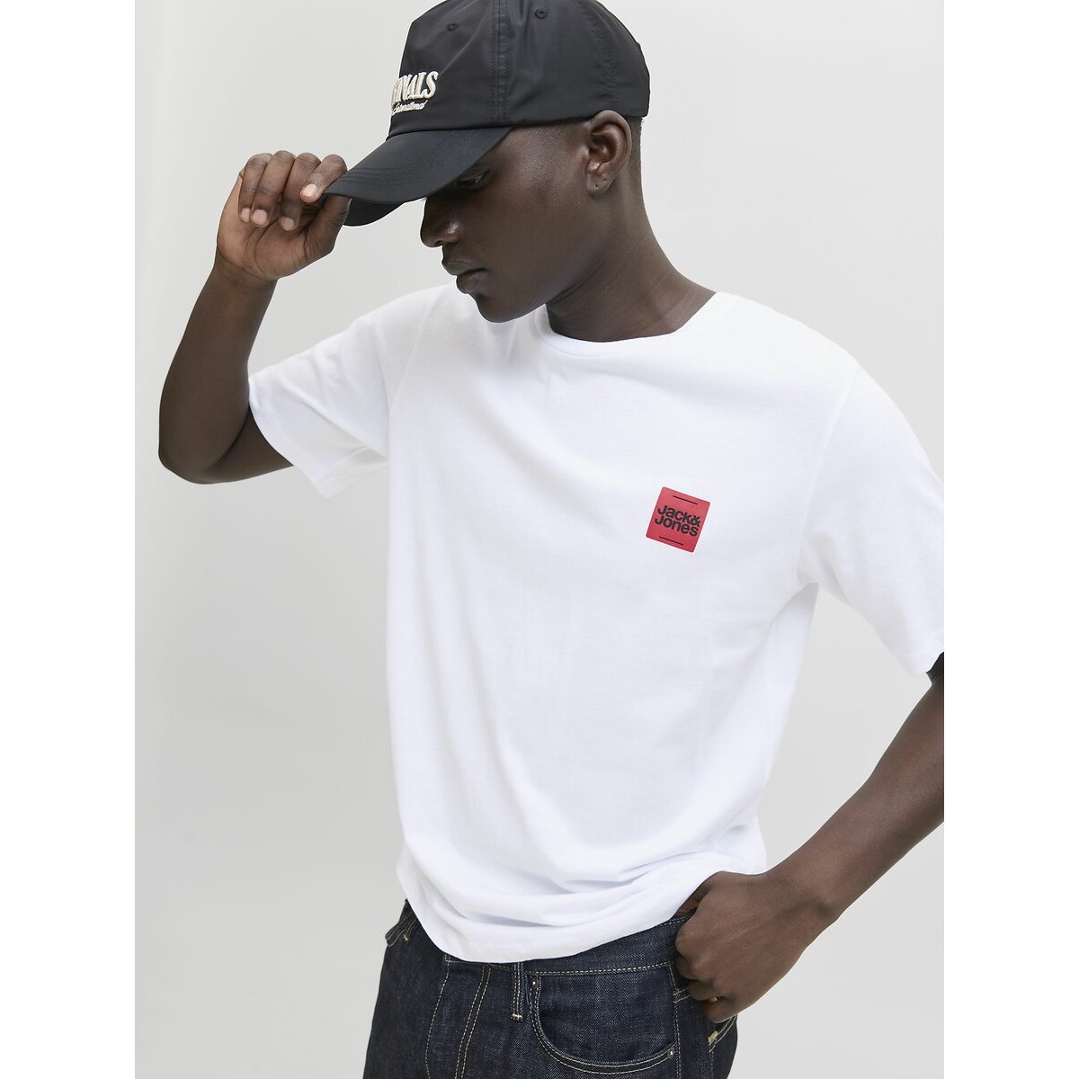 T-shirt col rond Logo blanc, JACK & JONES