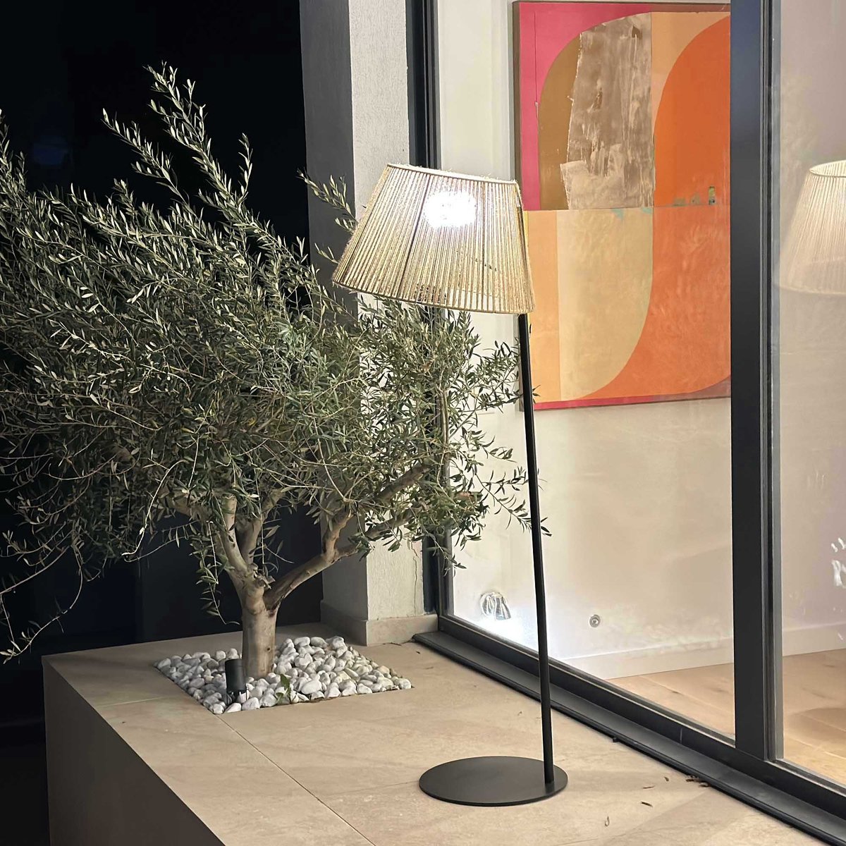 Lampadaire sans fil OCTAVIO marron, LUMISKY