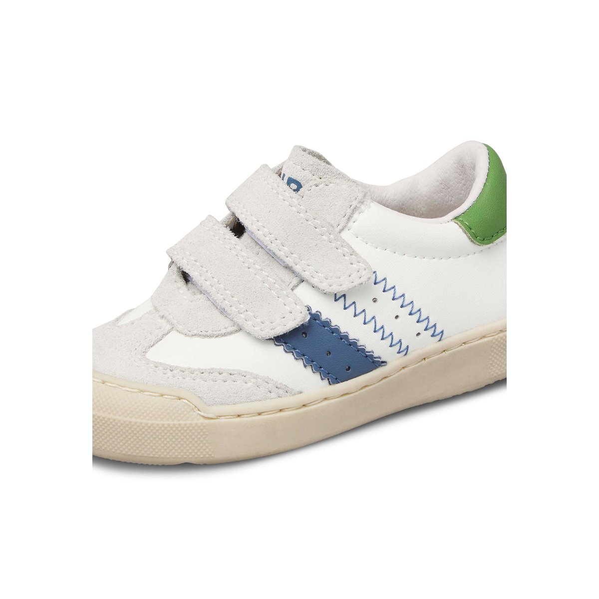 Sneakers en cuir et en daim RIBY VL. blanc-bleu clair-vert, NATURINO