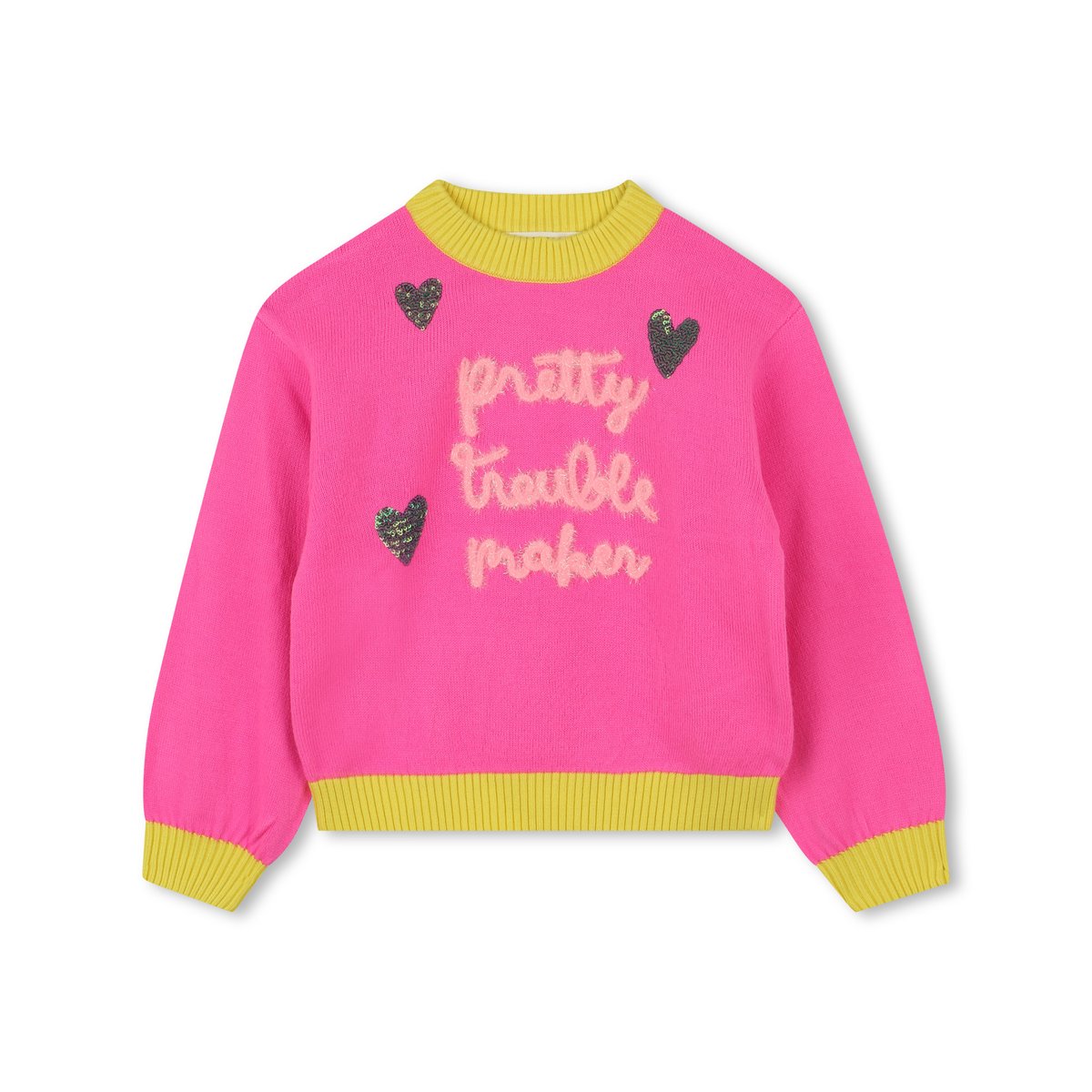Pull tricoté fin rose flash, BILLIEBLUSH