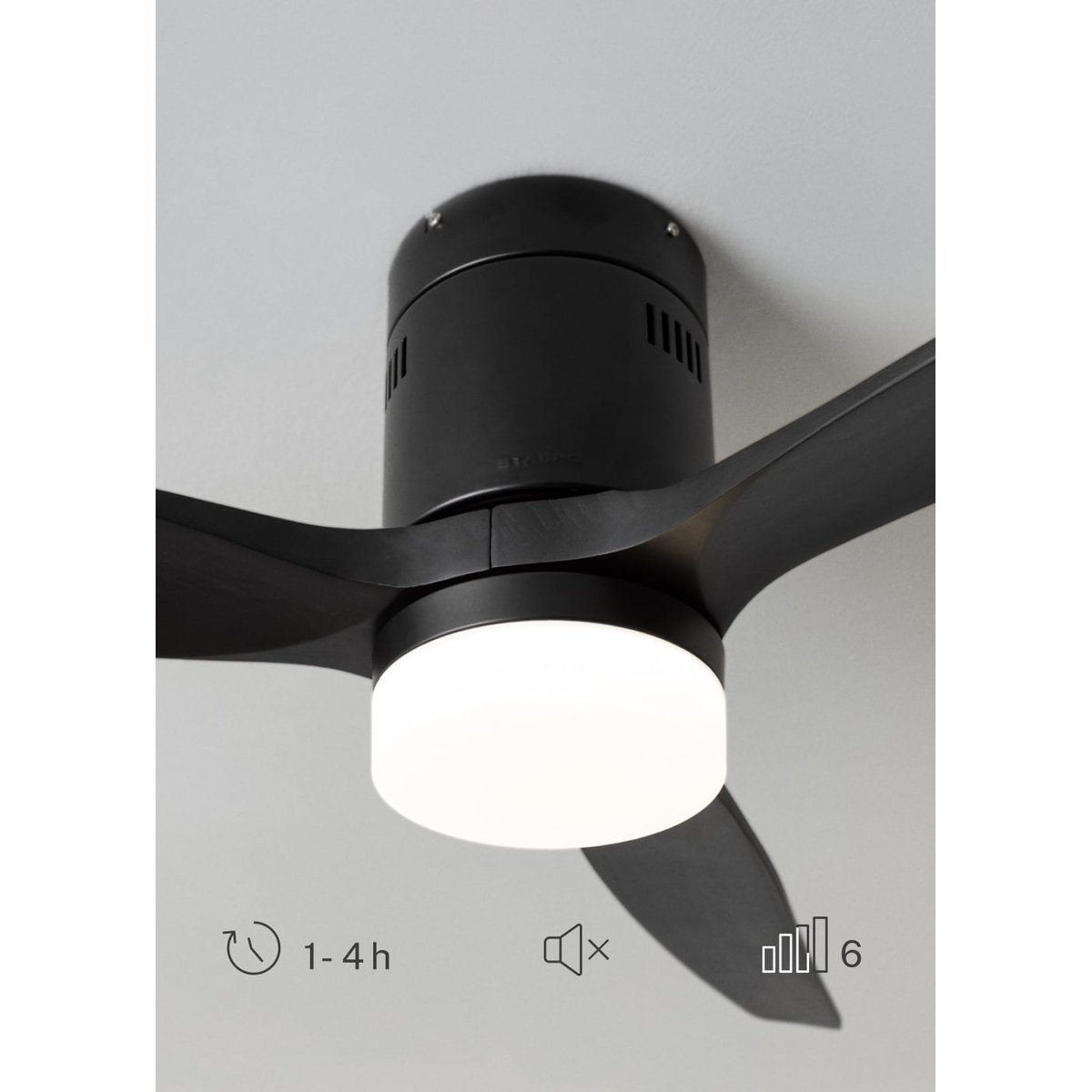 Ventilateur de plafond 40W avec lumière et télécommande WIND CALM NATURAL WOOD noir/noir, CREATE